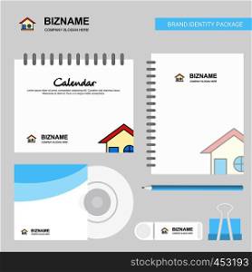 Home Logo, Calendar Template, CD Cover, Diary and USB Brand Stationary Package Design Vector Template