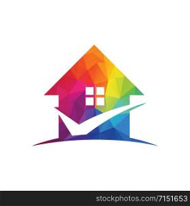 Home Logo Template with check mark. Logo for real estate agency. check home icon symbol designs.