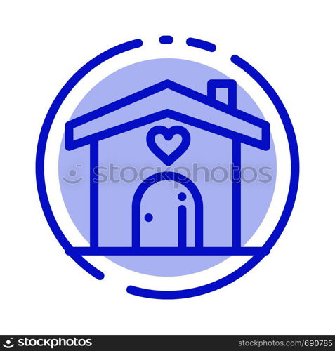 Home, Love, Heart, Wedding Blue Dotted Line Line Icon