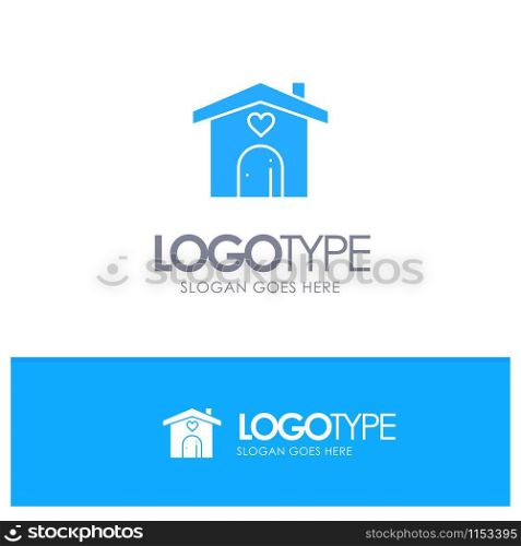 Home, Love, Heart, Wedding Blue Solid Logo with place for tagline