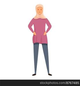 Home muslim lady icon cartoon vector. Women fashion. Arab people. Home muslim lady icon cartoon vector. Women fashion