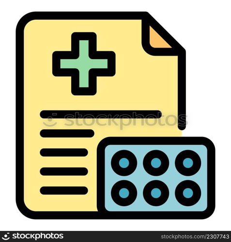 Home nursing pills icon. Outline home nursing pills vector icon color flat isolated. Home nursing pills icon color outline vector