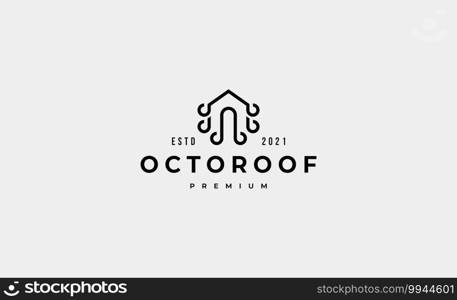 home Octopus Logo Design Vector icon illustration