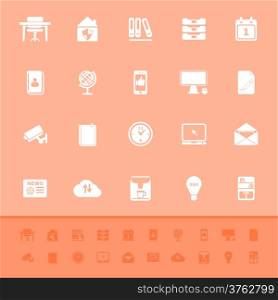 Home office color icons on orange background, stock vector