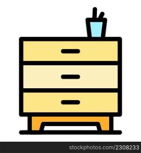 Home office drawer icon. Outline home office drawer vector icon color flat isolated. Home office drawer icon color outline vector