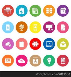 Home office flat icons on white background, stock vector