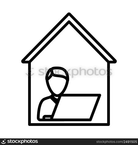 Home Office Icon. Bold outline design with editable stroke width. Vector Illustration.