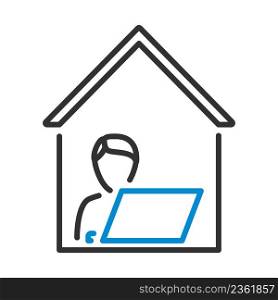 Home Office Icon. Editable Bold Outline With Color Fill Design. Vector Illustration.