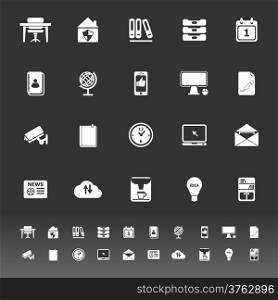 Home office icons on gray background, stock vector