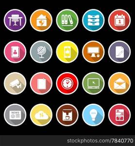Home office icons with long shadow, stock vector