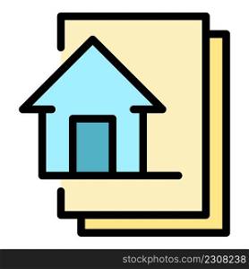 Home office papers icon. Outline home office papers vector icon color flat isolated. Home office papers icon color outline vector