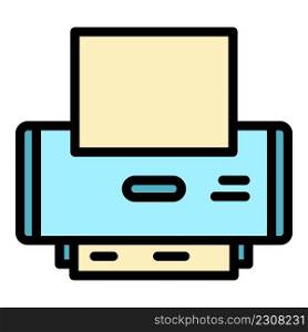 Home office printer icon. Outline home office printer vector icon color flat isolated. Home office printer icon color outline vector