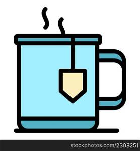 Home office tea mug icon. Outline home office tea mug vector icon color flat isolated. Home office tea mug icon color outline vector