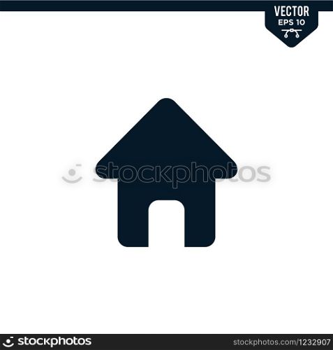 home or house icon collection in glyph style, solid color vector