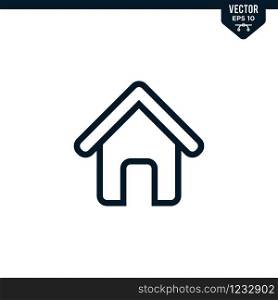home or house icon collection in outlined or line art style, editable stroke vector