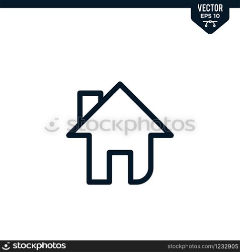 home or house icon collection in outlined or line art style, editable stroke vector