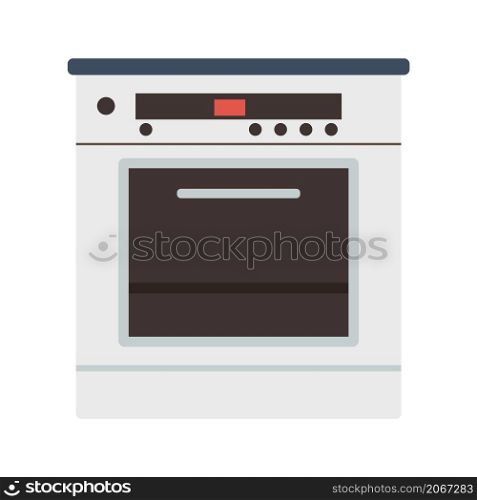 Home oven semi flat color vector object. Electic stove. Realistic item on white. Household appliance for cooking isolated modern cartoon style illustration for graphic design and animation. Home oven semi flat color vector object