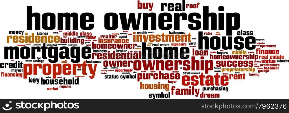 Home ownership word cloud concept. Vector illustration