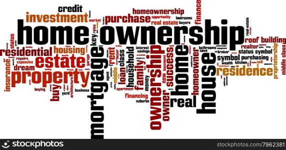 Home ownership word cloud concept. Vector illustration