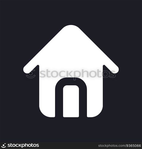 Home page dark mode glyph ui icon. Main web page. Website navigation. User interface design. White silhouette symbol on black space. Solid pictogram for web, mobile. Vector isolated illustration. Home page dark mode glyph ui icon