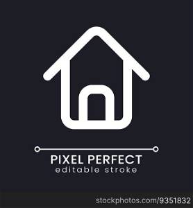 Home page pixel perfect white linear ui icon for dark theme. Main web page. Website navigation. Vector line pictogram. Isolated user interface symbol for night mode. Editable stroke. Poppins font used. Home page pixel perfect white linear ui icon for dark theme