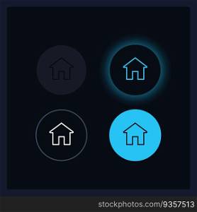 Home page UI elements kit. Mainpage button states. Isolated vector components. Flat navigation menus and interface buttons template. Dark theme web design widget collection for mobile application. Home page UI elements kit