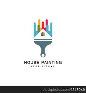 Home painting decoration and repair service of multi color icons. vector logo label emblem design.concept for home decoration building house construction and coloring