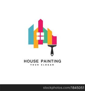 Home painting decoration and repair service of multi color icons. vector logo label emblem design.concept for home decoration building house construction and coloring
