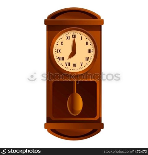 Home pendulum clock icon. Cartoon of home pendulum clock vector icon for web design isolated on white background. Home pendulum clock icon, cartoon style