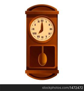 Home pendulum clock icon. Cartoon of home pendulum clock vector icon for web design isolated on white background. Home pendulum clock icon, cartoon style