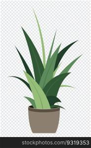 Home plant. Potted plant isolated. Decorative green houseplant in pot. Plant in pot. Vector illustration