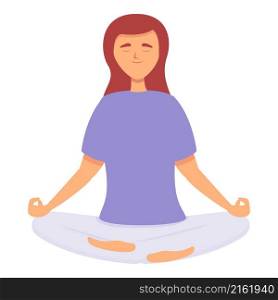 Home pose meditate icon cartoon vector. Woman relax. Girl lotus. Home pose meditate icon cartoon vector. Woman relax