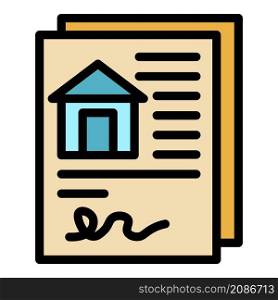 Home purchase document icon. Outline home purchase document vector icon color flat isolated. Home purchase document icon color outline vector