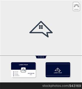 home, real estate forum, chat, or talk creative logo template for corporate vector illustration, business card design template include