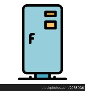 Home refrigerator icon. Outline home refrigerator vector icon color flat isolated. Home refrigerator icon color outline vector