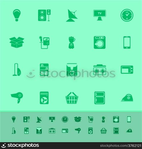 Home related color icons on green background, stock vector
