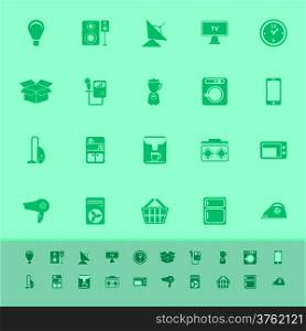 Home related color icons on green background, stock vector