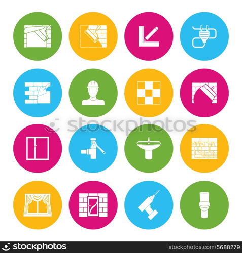 Home repair diy interior electricity and walls renovation housework icons isolated vector illustration