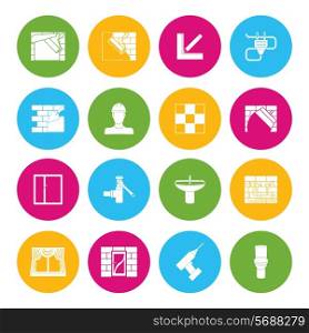 Home repair diy interior electricity and walls renovation housework icons isolated vector illustration