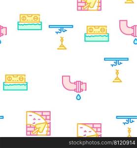 Home Repair Service Collection Vector Seamless Pattern Color Line Illustration. Home Repair Service Collection Icons Set Vector