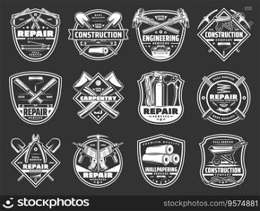 Home repair service construction tools shop icons vector image