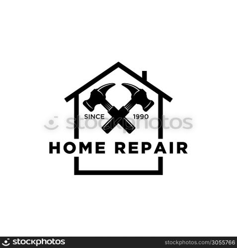 home repair vector logo template in trendy flat style