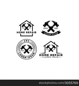 home repair vector logo template in trendy flat style