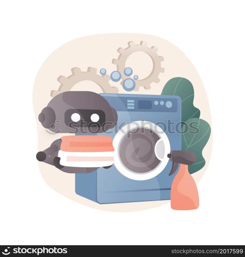 Home robot technology abstract concept vector illustration. Service robotics, real life robots, personal domestic helper, automotive household chores, human effort replacement abstract metaphor.. Home robot technology abstract concept vector illustration.