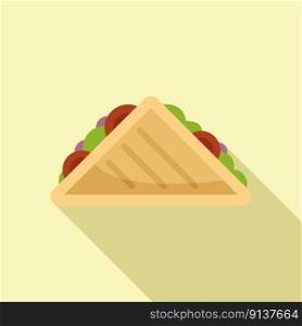 Home sandwich icon flat vector. Lunch food. Bag tray. Home sandwich icon flat vector. Lunch food