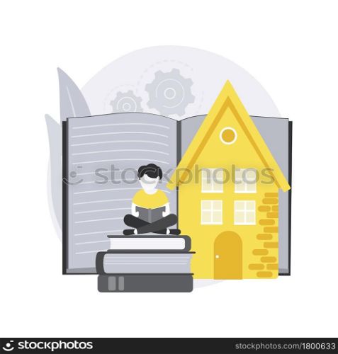 Home schooling abstract concept vector illustration. Private schooling curriculum, home education plan, homeschooling online tutor, primary school program, online pupil planner abstract metaphor.. Home schooling abstract concept vector illustration.