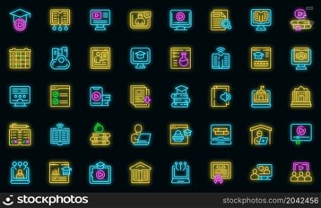 Home schooling icons set outline vector. Counseling scholarship. Computer cloud answer. Home schooling icons set vector neon