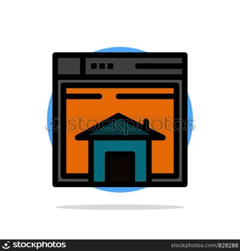 Home, Sell, Web, Layout, Page, Website Abstract Circle Background Flat color Icon