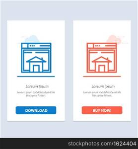 Home, Sell, Web, Layout, Page, Website  Blue and Red Download and Buy Now web Widget Card Template