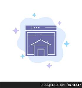 Home, Sell, Web, Layout, Page, Website Blue Icon on Abstract Cloud Background